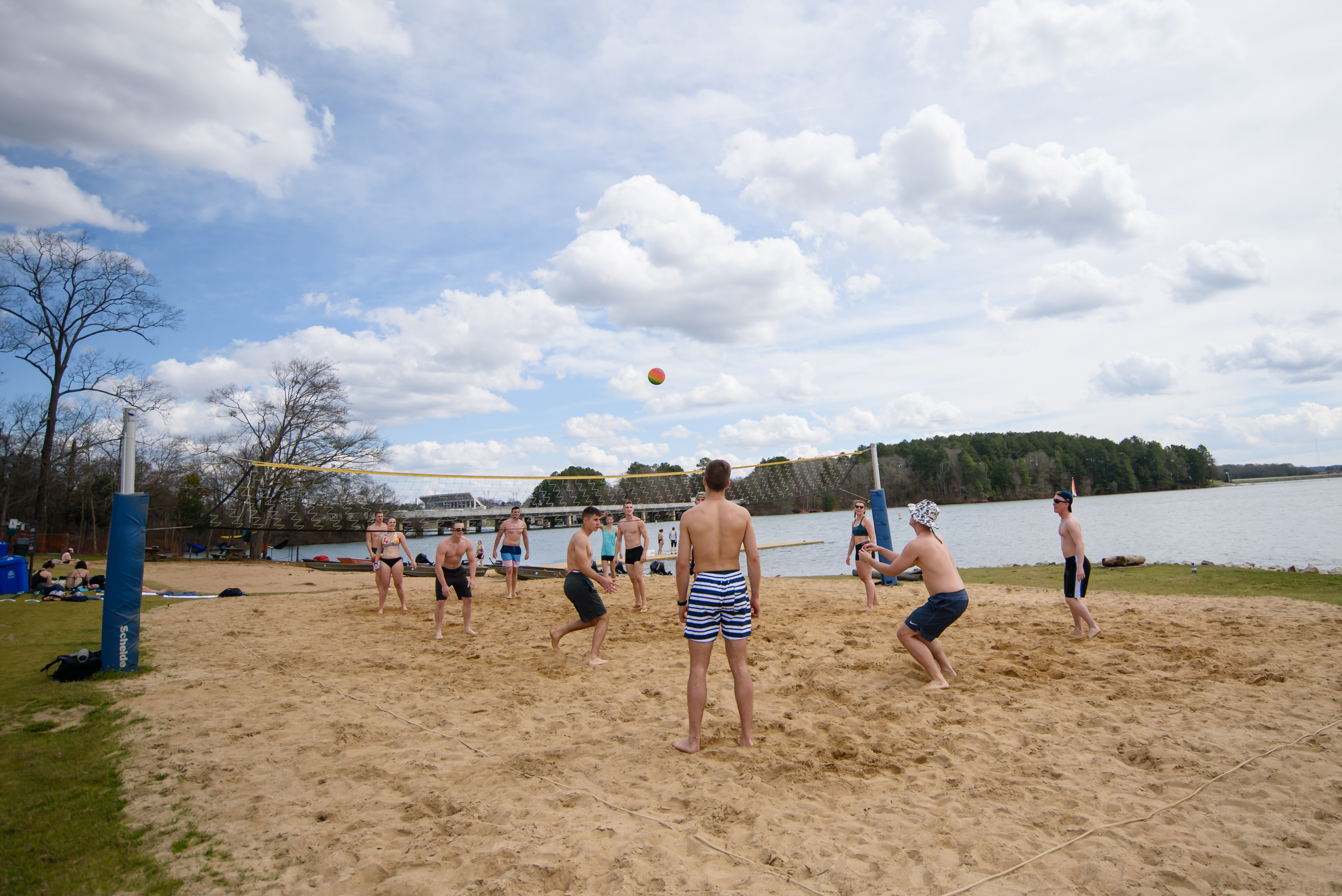 Students enjoy lake life at the Snow Family Outdoor Fitness and Wellness Complex.